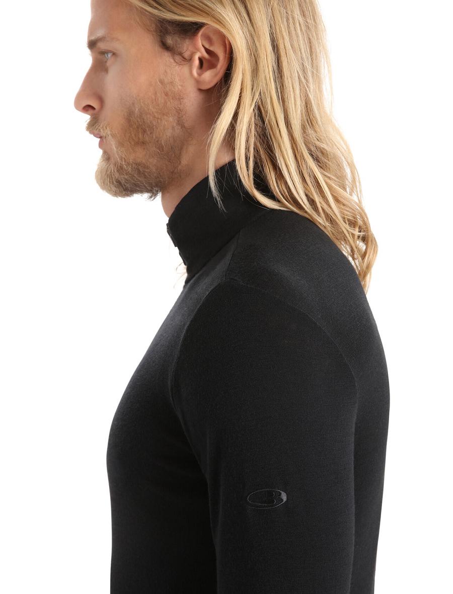 Icebreaker Merino 175 Everyday Long Sleeve Half Zip Thermal Top Miesten Base Layers Mustat | FI 1371VRWD